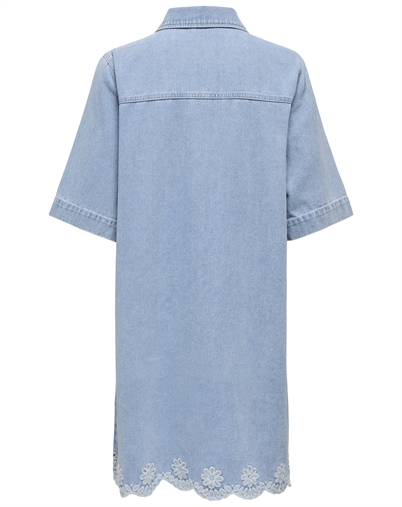 Only - ONLBelle Half Placket Kjole - Light Blue Denim